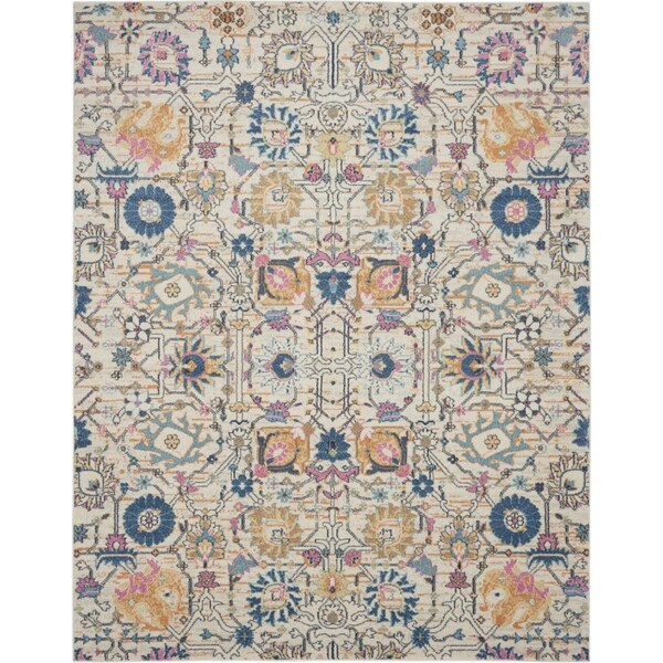 Palacedesigns 7 x 10 ft. Ivory & Multi Color Floral Buds Area Rug PA3661233 - main